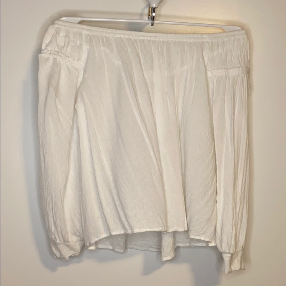 White off the shoulder long sleeve top